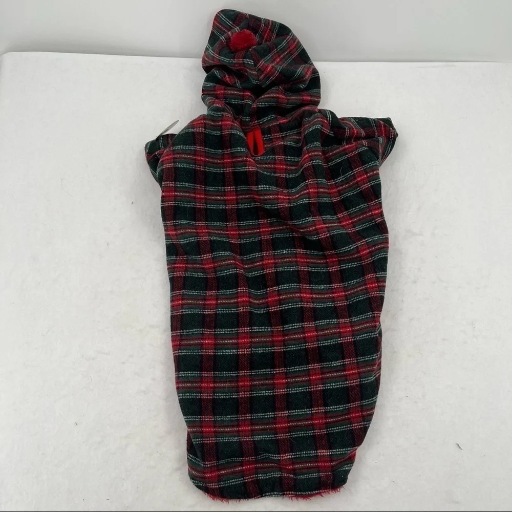 HUGGLE HOUNDS Red/Green Plaid Dog Hoodie NWT size: Large